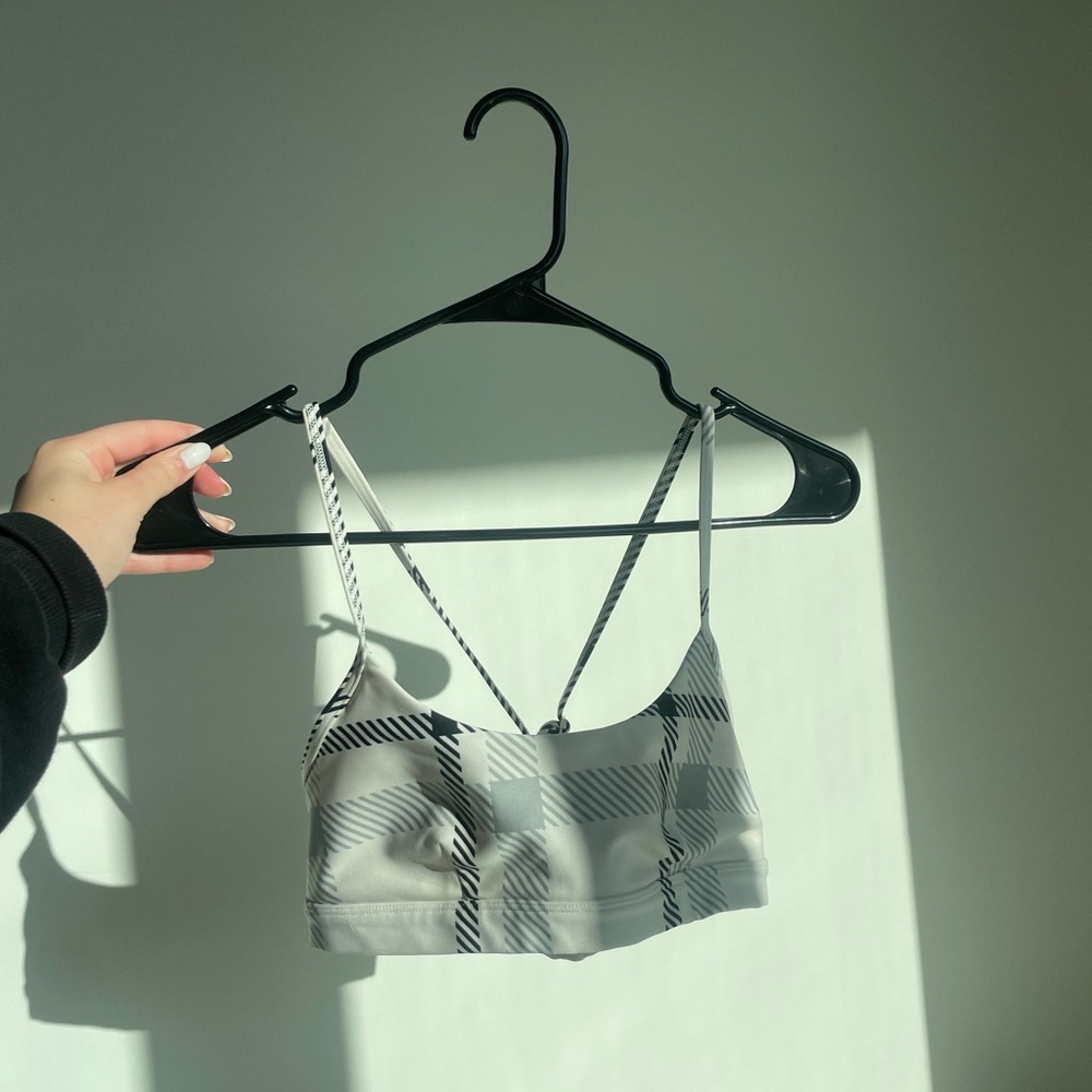 ALO Yoga Plaid Bandeau - Black and White